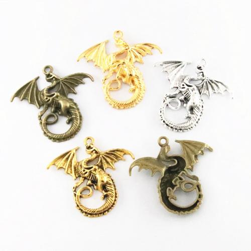 Tibetan Style Pendants, Dragon, plated, DIY, more colors for choice, 43x45mm, 20PCs/Bag, Sold By Bag