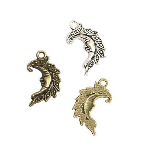 Tibetan Style Moon Pendants, plated, DIY, more colors for choice, 25x17mm, 100PCs/Bag, Sold By Bag