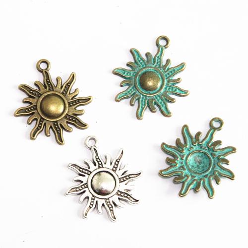 Tibetan Style Pendants, Sun, plated, DIY, more colors for choice, 28.40x24.80mm, 50PCs/Bag, Sold By Bag