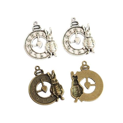 Tibetan Style Pendants, Clock, plated, DIY, more colors for choice, 32x25.80mm, 40PCs/Bag, Sold By Bag