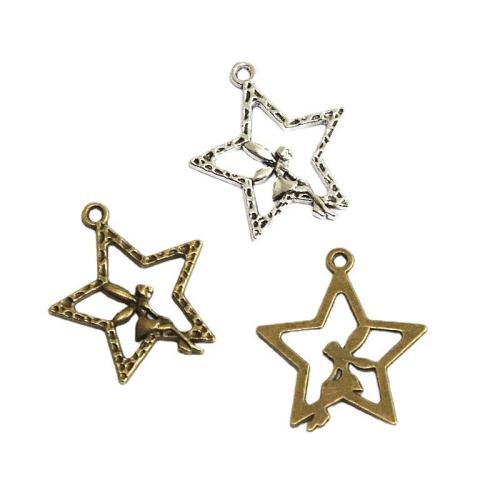 Tibetan Style Star Pendant, plated, DIY, more colors for choice, 29.50x25.20mm, 60PCs/Bag, Sold By Bag