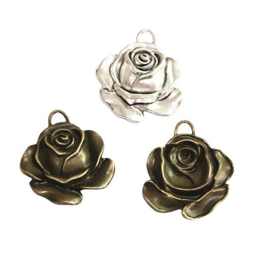 Tibetan Style Flower Pendants, Rose, plated, DIY, more colors for choice, 36x31mm, 40PCs/Bag, Sold By Bag