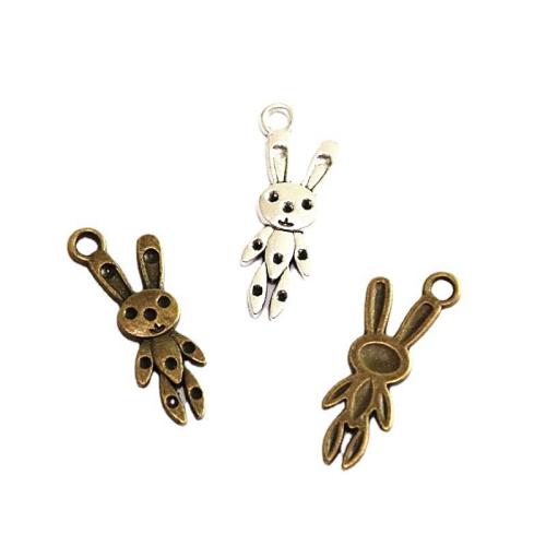 Tibetan Style Animal Pendants, Rabbit, plated, DIY, more colors for choice, 31.50x12.50mm, 100PCs/Bag, Sold By Bag