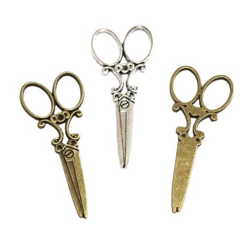 Tibetan Style Scissors Pendants, plated, DIY, more colors for choice, 61x25mm, 50PCs/Bag, Sold By Bag