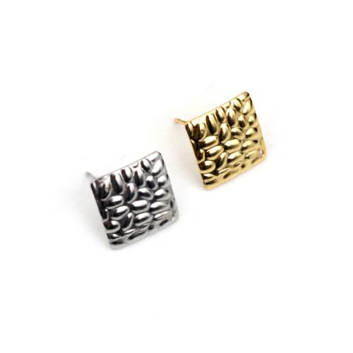 Stainless Steel Earring Stud Component, 304 Stainless Steel, Square, DIY, more colors for choice, 14mm, 10PCs/Bag, Sold By Bag