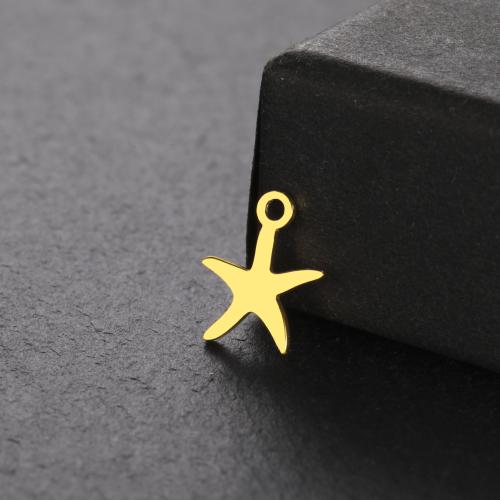 Stainless Steel Pendants, 304 Stainless Steel, Starfish, DIY, more colors for choice, 8x10mm, Sold By PC