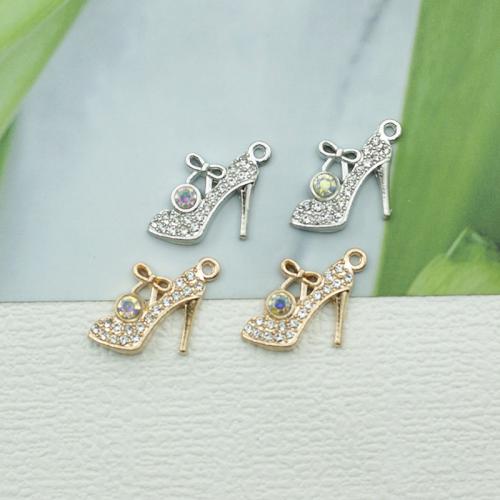 Tibetan Style Rhinestone Pendants, Shoes, plated, DIY & with rhinestone, more colors for choice, nickel, lead & cadmium free, 23x16mm, 100PCs/Bag, Sold By Bag