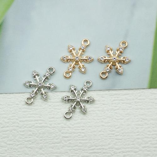 Tibetan Style Connector, Snowflake, plated, DIY & with rhinestone & 1/1 loop, more colors for choice, nickel, lead & cadmium free, 13x19mm, 100PCs/Bag, Sold By Bag