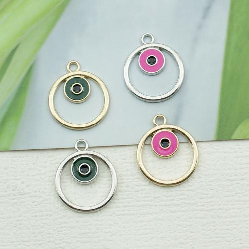 Tibetan Style Rhinestone Pendants, Round, plated, DIY & evil eye pattern & with rhinestone, more colors for choice, nickel, lead & cadmium free, 20x23mm, 100PCs/Bag, Sold By Bag