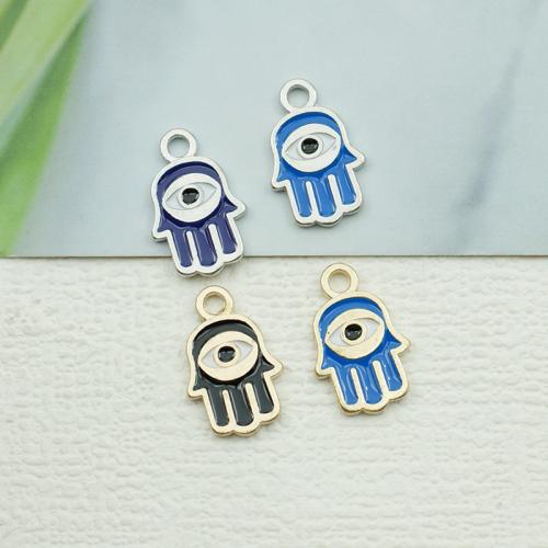 Evil Eye Anhänger, Zinklegierung, plattiert, DIY & böser Blick- Muster & Emaille, keine, frei von Nickel, Blei & Kadmium, 12x19mm, 100PCs/Tasche, verkauft von Tasche