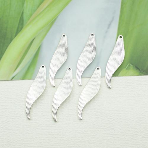 Tibetan Style Leaf Pendants, silver color plated, DIY, nickel, lead & cadmium free, 11x46mm, 100PCs/Bag, Sold By Bag