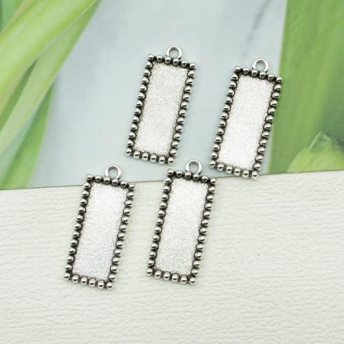 Tibetan Style Pendant Cabochon Setting, Rectangle, silver color plated, DIY, nickel, lead & cadmium free, 14x33mm, 100PCs/Bag, Sold By Bag