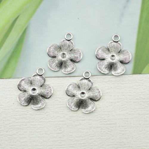 Tibetan Style Flower Pendants, silver color plated, DIY, nickel, lead & cadmium free, 20x23mm, 100PCs/Bag, Sold By Bag