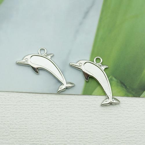 Zinklegierung Tier Anhänger, Dolphin, silberfarben plattiert, DIY, frei von Nickel, Blei & Kadmium, 33x16mm, 100PCs/Tasche, verkauft von Tasche