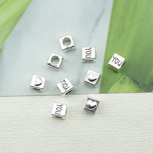 Tibetan Style Jewelry Beads,  Square, silver color plated, DIY, nickel, lead & cadmium free, 8x5mm, 100PCs/Bag, Sold By Bag