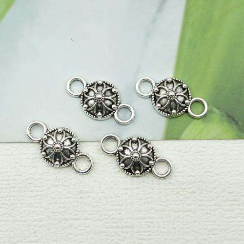 Tibetan Style Connector, Round, silver color plated, DIY & 1/1 loop, nickel, lead & cadmium free, 24x13mm, 100PCs/Bag, Sold By Bag