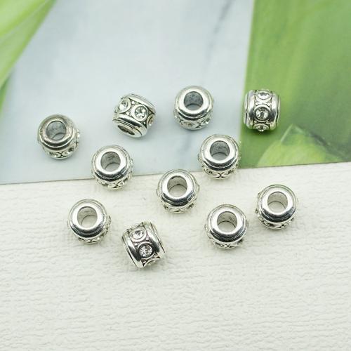 Tibetan Style Jewelry Beads, silver color plated, DIY, nickel, lead & cadmium free, 10x5mm, 100PCs/Bag, Sold By Bag