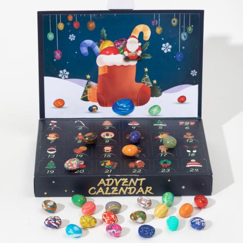 Gemstone Christmas Calendar, with paper box, Christmas Design & different styles for choice, more colors for choice, 215x30x147mm, Sold By Box