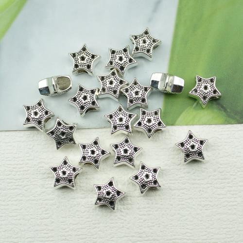 Zink Legierung Perlen Schmuck, Zinklegierung, Stern, silberfarben plattiert, DIY, frei von Nickel, Blei & Kadmium, 5x12mm, 100PCs/Tasche, verkauft von Tasche