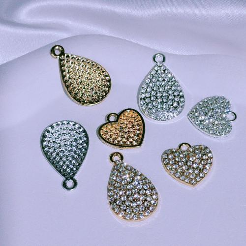 Zinc alliage strass Pendants, alliage de zinc, Placage, DIY & styles différents pour le choix & avec strass, plus de couleurs à choisir, protéger l'environnement, sans nickel, plomb et cadmium, 100PC/sac, Vendu par sac