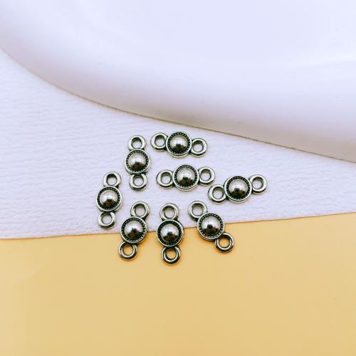 Tibetan Style Connector, Round, plated, DIY & 1/1 loop, nickel, lead & cadmium free, 15x7mm, 100PCs/Bag, Sold By Bag