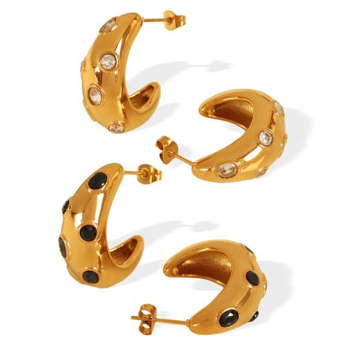 Pendientes de Acero Inoxidable, acero inoxidable 304, chapado, Joyería & para mujer, dorado, Vendido por Par