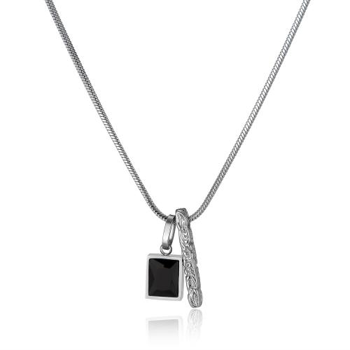 Stainless Steel Jewelry Necklace, 304 Stainless Steel, with Acrylic, with 50mm extender chain, polished, fashion jewelry & for woman, original color, Length:465 cm, Sold By PC