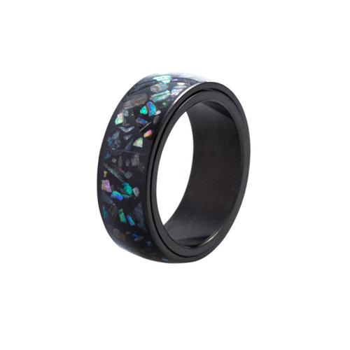 Anillo de dedo del esmalte de acero inoxidable, acero inoxidable 304, chapado, diverso tamaño para la opción & para hombre, Negro, Vendido por UD