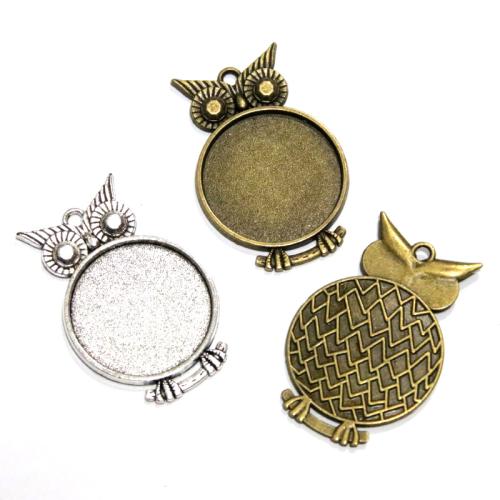 Tibetan Style Pendant Cabochon Setting, Owl, plated, DIY, more colors for choice, 25mm, 20PCs/Bag, Sold By Bag