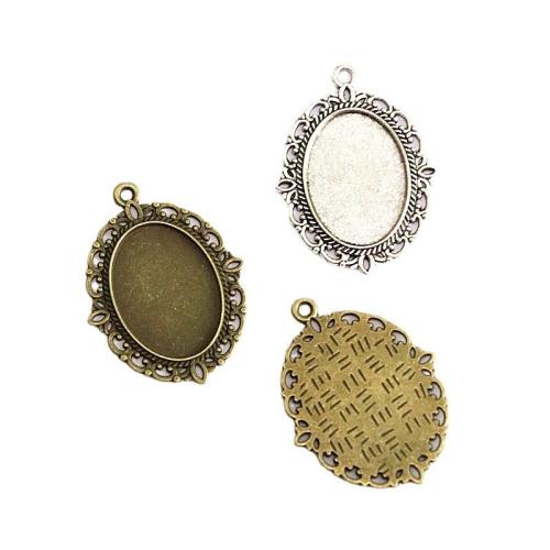 Tibetan Style Pendant Cabochon Setting, plated, DIY, more colors for choice, 25x18mm, 60PCs/Bag, Sold By Bag