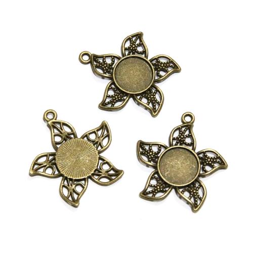 Tibetan Style Pendant Cabochon Setting, Starfish, antique bronze color plated, DIY, 12mm, 40PCs/Bag, Sold By Bag