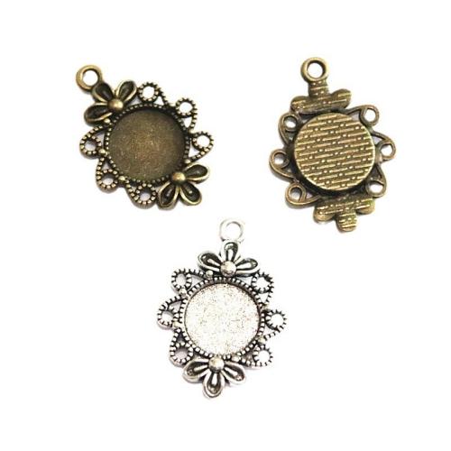 Tibetan Style Pendant Cabochon Setting, plated, DIY, more colors for choice, 12mm, 60PCs/Bag, Sold By Bag