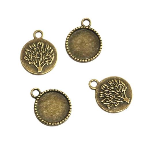 Tibetan Style Pendant Cabochon Setting, antique bronze color plated, DIY, 14mm, 100PCs/Bag, Sold By Bag