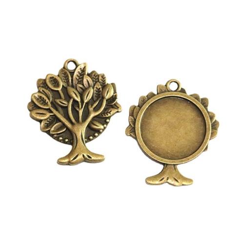 Tibetan Style Pendant Cabochon Setting, Tree, antique bronze color plated, DIY, 20mm, 40PCs/Bag, Sold By Bag