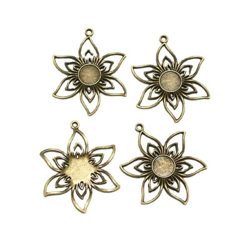 Tibetan Style Pendant Cabochon Setting, Flower, antique bronze color plated, DIY, 10mm, 20PCs/Bag, Sold By Bag