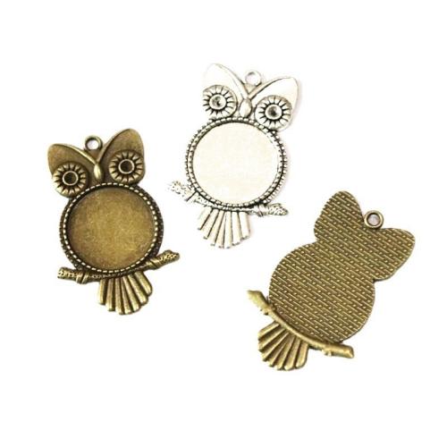 Tibetan Style Pendant Cabochon Setting, Owl, plated, DIY, more colors for choice, 20mm, 30PCs/Bag, Sold By Bag