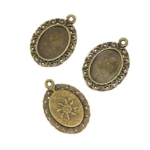 Tibetan Style Pendant Cabochon Setting, antique bronze color plated, DIY, 13x18mm, 100PCs/Bag, Sold By Bag