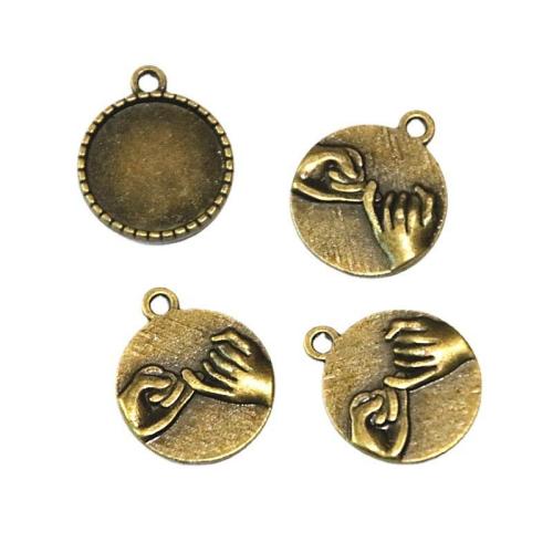 Tibetan Style Pendant Cabochon Setting, Round, antique bronze color plated, DIY, 16mm, 100PCs/Bag, Sold By Bag