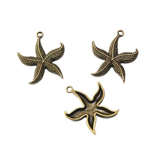 Tibetan Style Animal Pendants, Starfish, antique bronze color plated, DIY, 23x26mm, 60PCs/Bag, Sold By Bag