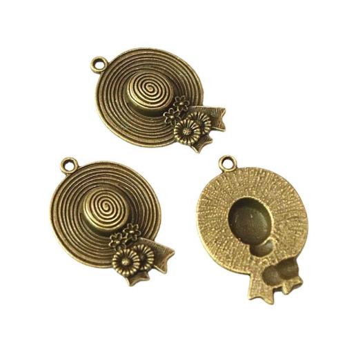 Zinklegierung Hut Anhänger, antike Bronzefarbe plattiert, DIY, 49.50x34mm, 10PCs/Tasche, verkauft von Tasche