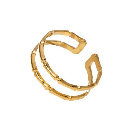 Acier titane Cuff Bague, bambou, Placage, pour femme & creux, plus de couleurs à choisir, Taille:6-8, Vendu par PC