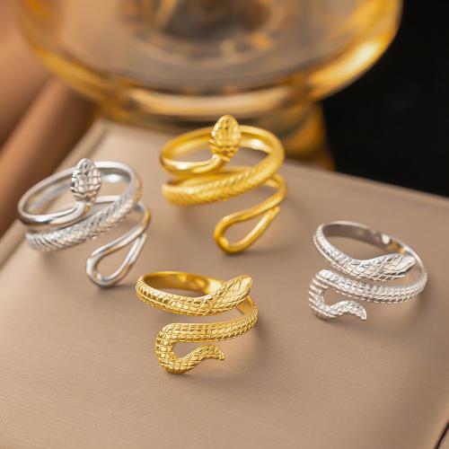 Titanium Steel Cuff Finger Ring, Snake, plated, different styles for choice & for woman, US Ring Size:6-10, Sold By PC