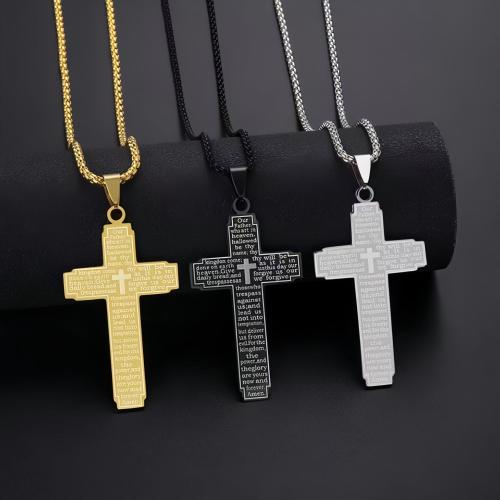 Stainless Steel Jewelry Necklace, 304 Stainless Steel, Cross, fashion jewelry & Unisex, more colors for choice, Length:60 cm, Sold By PC