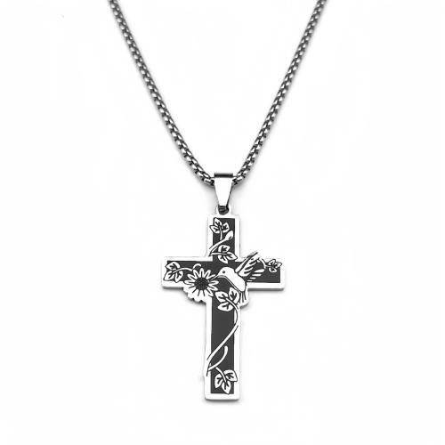 Stainless Steel Jewelry Necklace, 304 Stainless Steel, Cross, fashion jewelry & Unisex, original color, Length:50 cm, Sold By PC