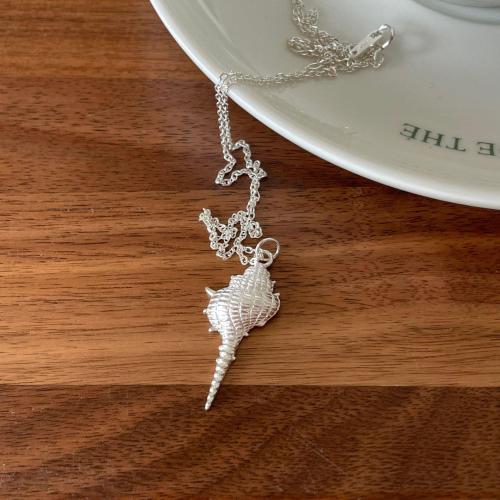 925 Sterling Silver Necklaces, Conch, fashion jewelry & for woman, more colors for choice, Length:Approx 45 cm, Sold By PC