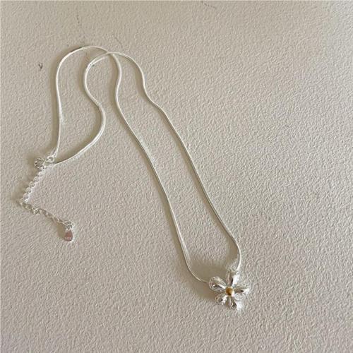 925 Sterling Silver Necklaces, Daisy, fashion jewelry & for woman, Length:Approx 45 cm, Sold By PC