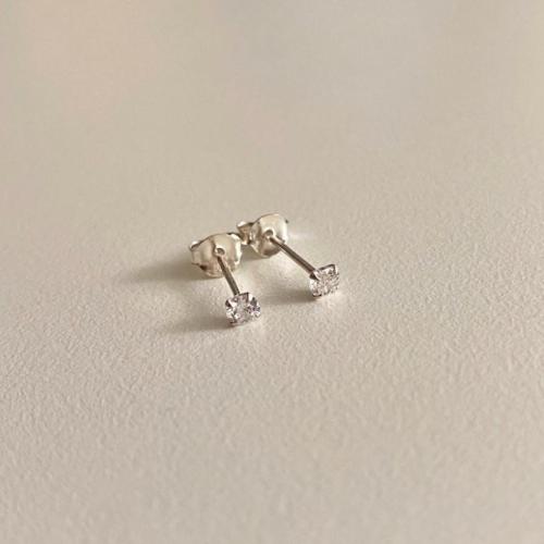 Cubic Zirconia Micro Pave Sterling Silver Earring, 925 Sterling Silver, fashion jewelry & micro pave cubic zirconia & for woman, more colors for choice, 3mm, Sold By Pair