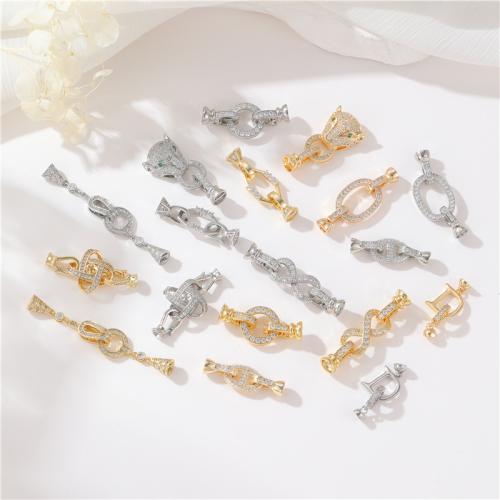 Brass Jewelry Clasps, plated, Different Shape for Choice & DIY & micro pave cubic zirconia, more colors for choice, nickel, lead & cadmium free, Sold By PC