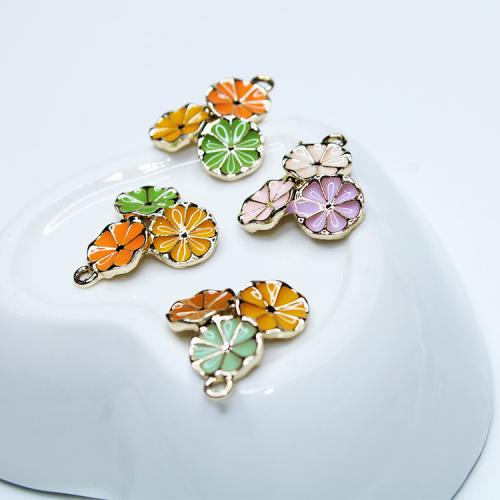 Tibetan Style Enamel Pendants, Tangerine, plated, DIY, more colors for choice, nickel, lead & cadmium free, 17mm, Approx 100PCs/Bag, Sold By Bag