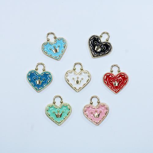 Tibetan Style Enamel Pendants, Heart, gold color plated, DIY, more colors for choice, nickel, lead & cadmium free, 19.50x22.50mm, Approx 100PCs/Bag, Sold By Bag